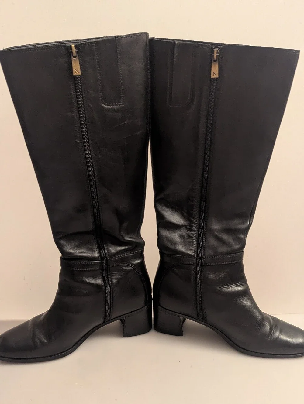 Naturalizer Sterling Women's Leather Black Wide Calf Knee-High Boots. Size 9.5W